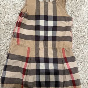 Burberry Kids Plaid Dress in Tan, Black, and Red